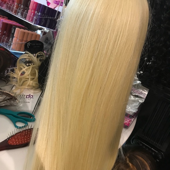 blonde 613 human hair Blende Long Lacefront New - Picture 7 of 7
